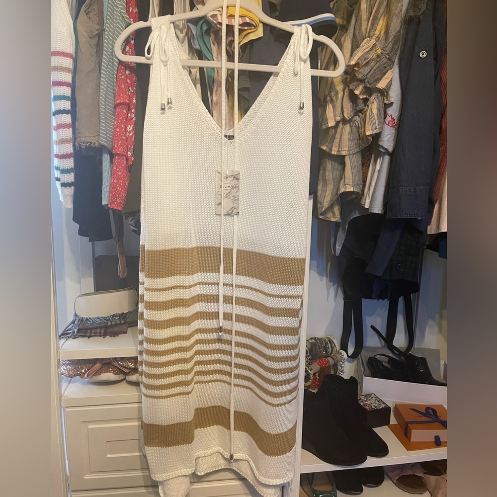Woven acrylic dress with tie